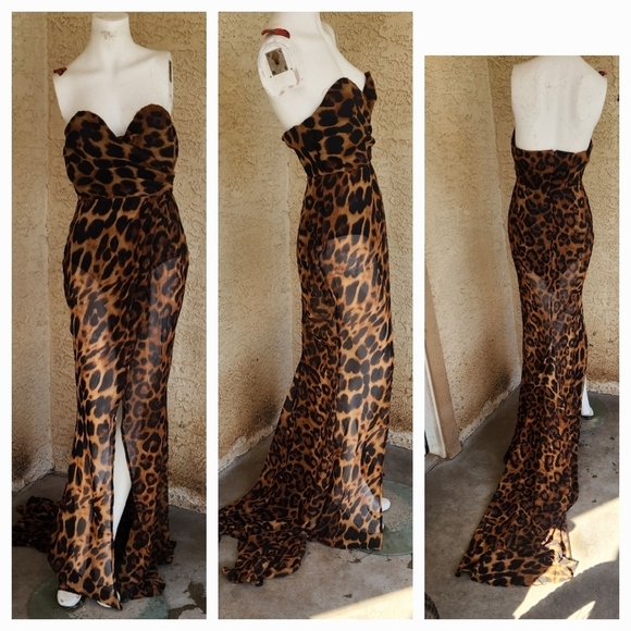 SEXY LEOPARD MESH MAXI DRESS - Picture 2 of 7